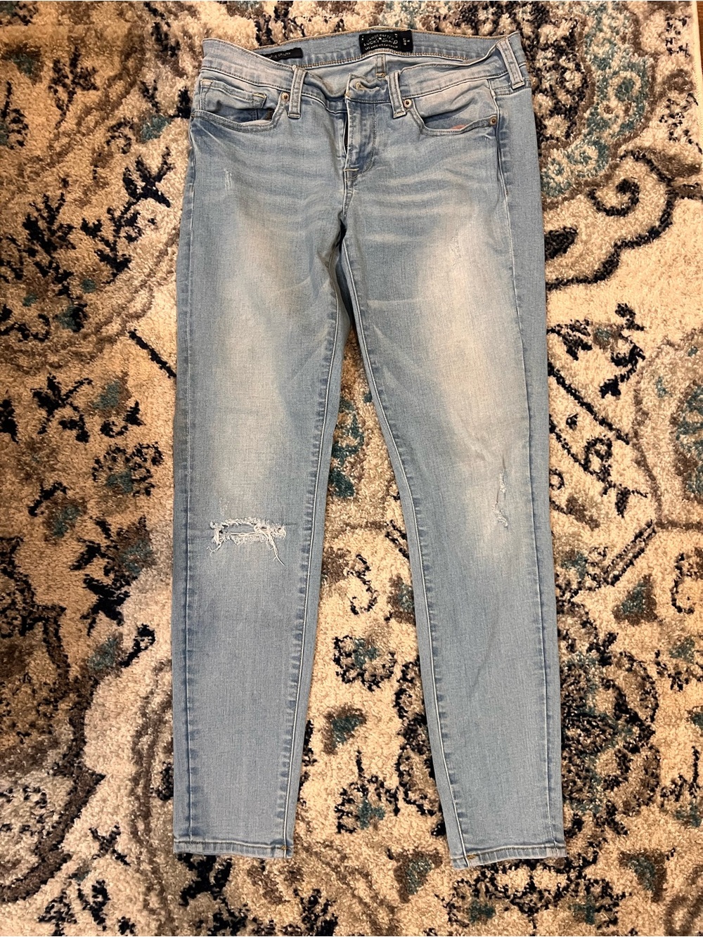 Lucky Brand Light Blue Skinny Jeans with Knee Distress Charlie Skinny